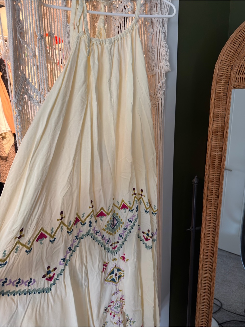 Anthropologie Cream Embroidered Halter Maxi Dress - Picture 5 of 5